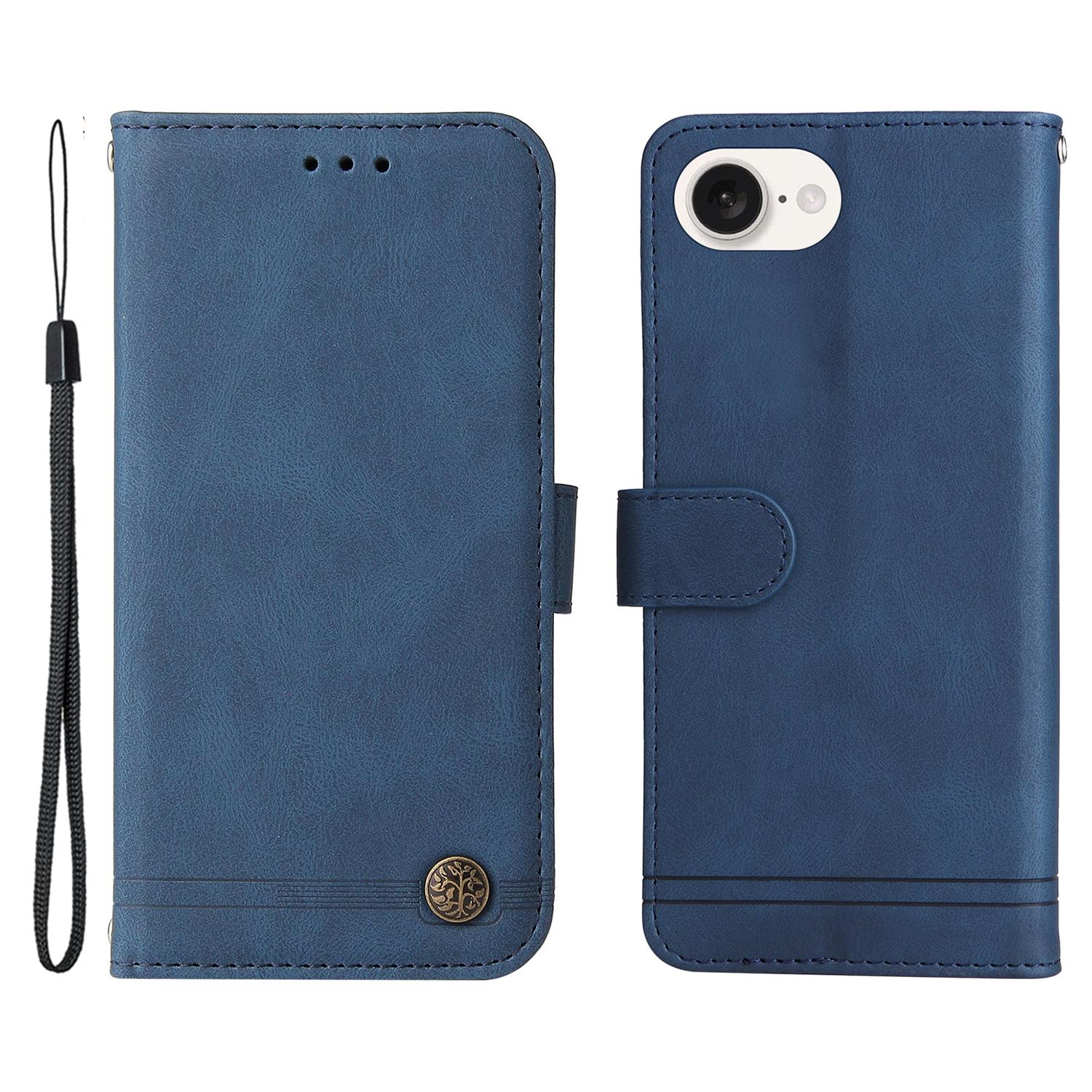 

Кожаные чехлы-кошельки для iPhone 16e, чехол для телефона с тактильной кожей, подставка с ремешком Blue