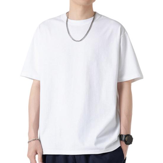 Men Loose Cotton T-Shirt Round Neck Short Sleeve Tee Shirt Casual Solid Color Summer Tee for Beach Street Vacation Wear M