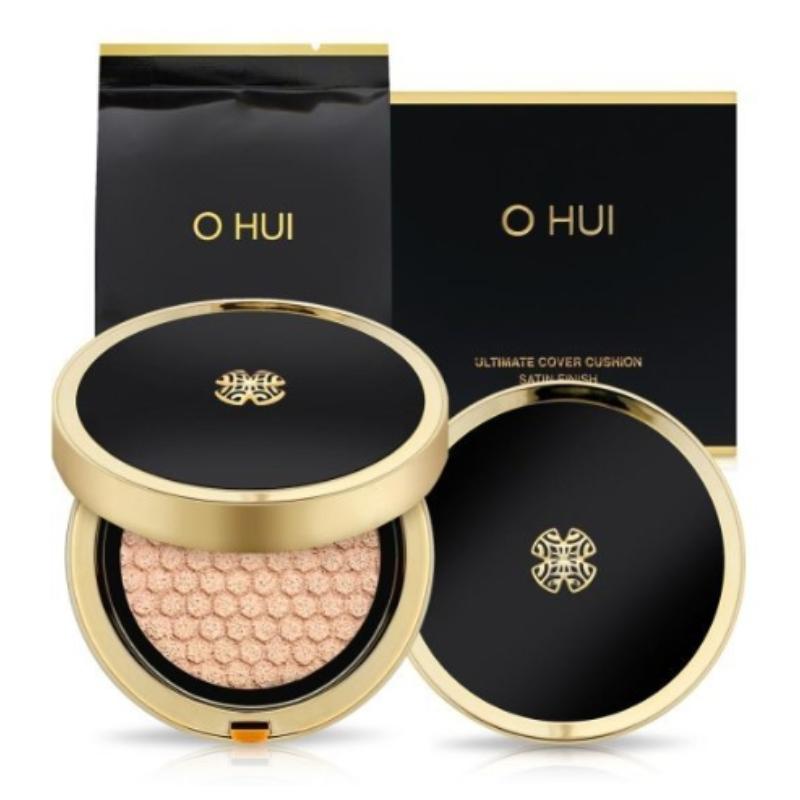 

OHUI Ultimate Cover Cushion Foundation с сатиновым финишем 15г + Сменный блок 15г | Компакт с сатиновым сиянием, полным покрытием и стойким эффектом 01 Milk Beige