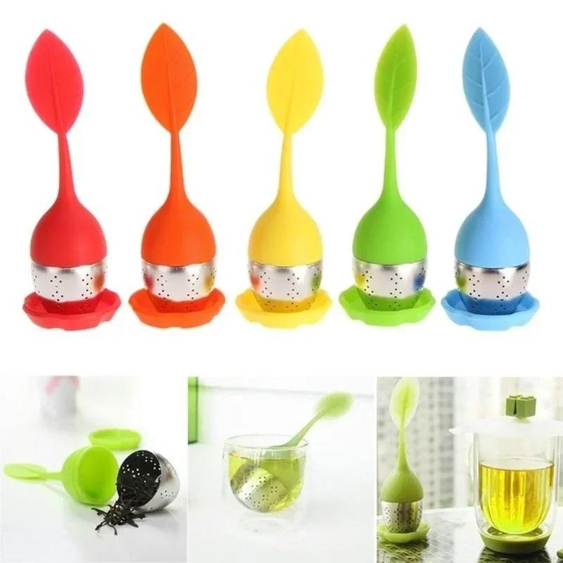 Household Creative Silicone Tea Strainer Sweet Leaf Pattern Tea Filter Teapot for Loose Leaf Herbal Spice Filter Accessories