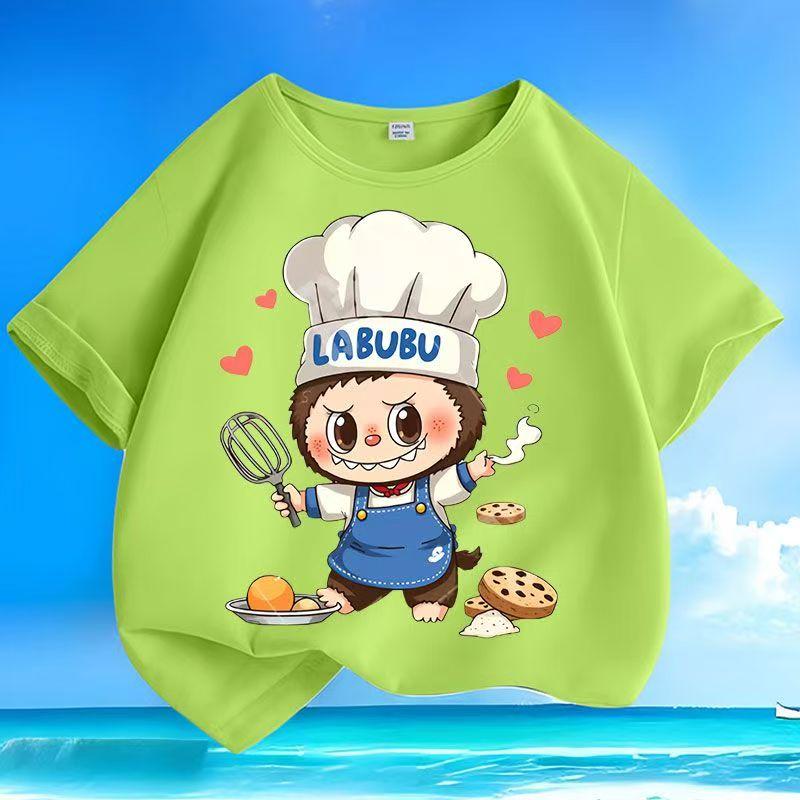 

Kids Cartoon T-shirt Chef Labubued Children Anime 3d Print Tee Boy Girl Fashion Casual Clothes Summer Cute Short Sleeve Clothing Gift 100