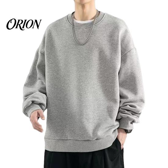 Loose Fit Athletic Wear Men Long Sleeve Sweatshirt, Pullover Shirt, Solid Soft Polyester Shirts Color Crew Neck Sweatshirt for Street Office