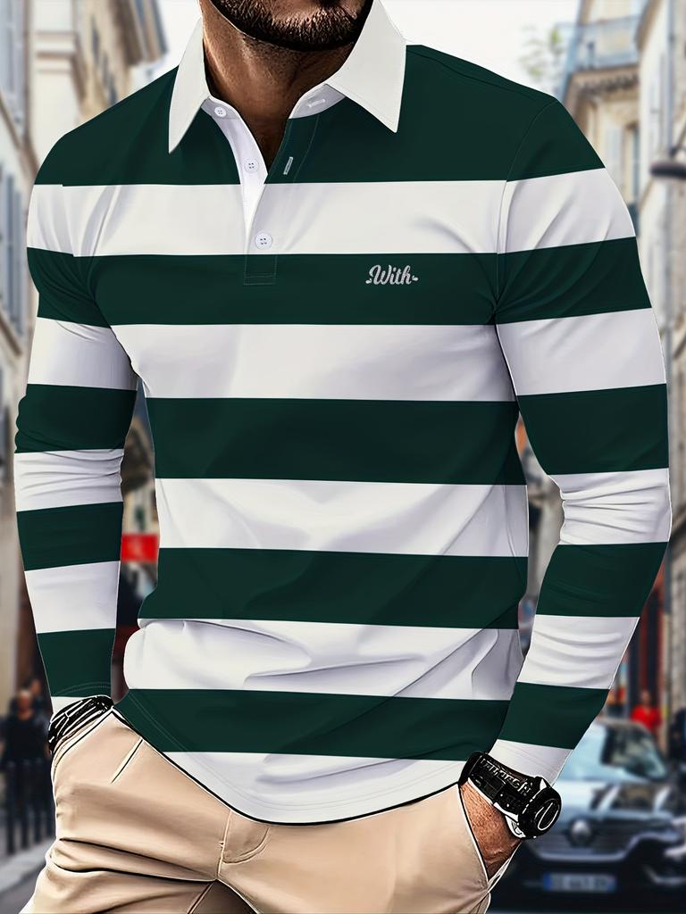 Das neue Herren-POLO-Shirt für Frühling und Herbst 2025 ist lässig, modisch, hautfreundlich und weich mit gestreiften Drucken