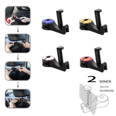 Wiwilys 2 In 1 Car Headrest Hidden Hook, 2 In 1 Car Seat Hooks With Phone Holder