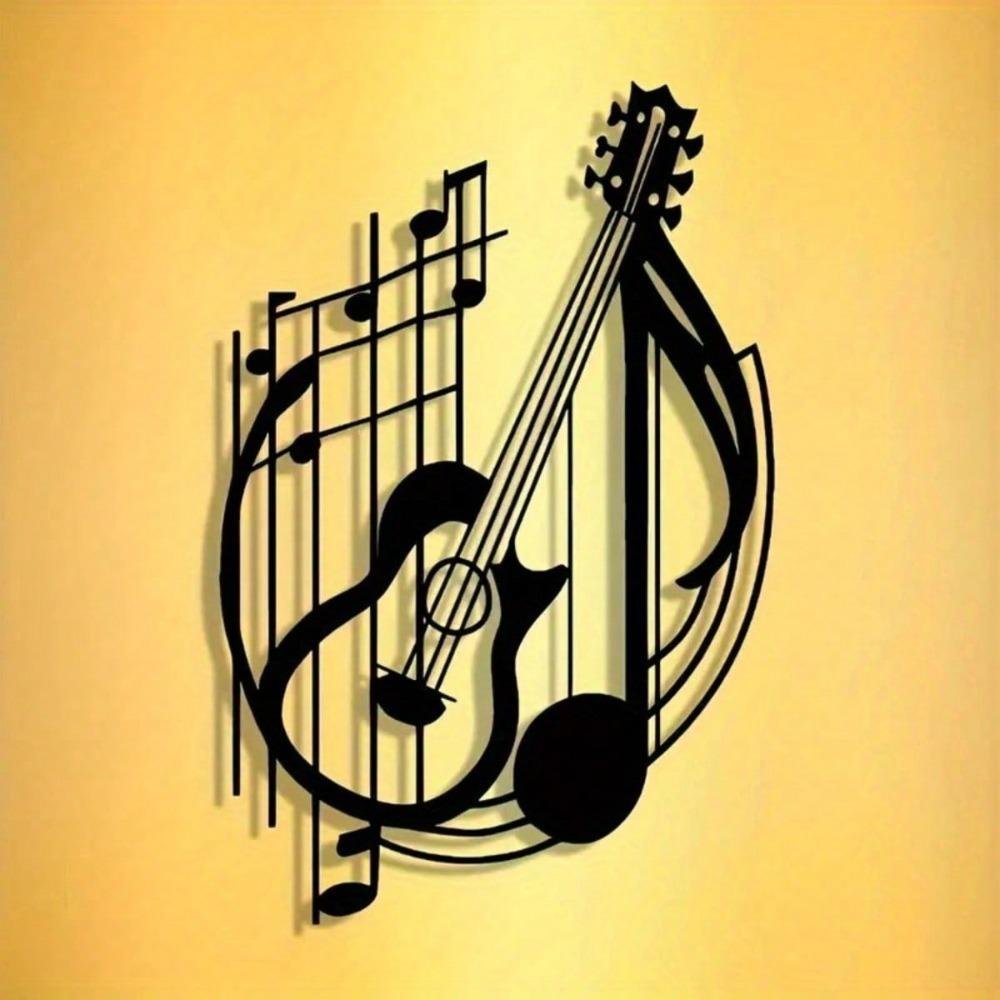 Reusable Iron Guitar Wall Decor Vintage Metal Plaque Musical Note Art Gift