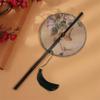 Retro Ancient Style Chinese Bamboo Waist Fan Rollable Foldable Long Handle Fan Decorative Cooling Group Fan Hanfu