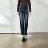 Chuyu Women's Four-Way Stretch High-Waist Cropped Straight Jeans