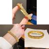 Geometrisches Kupfer-Zirkon-Armband mit elegantem Gold-Finish für Damen