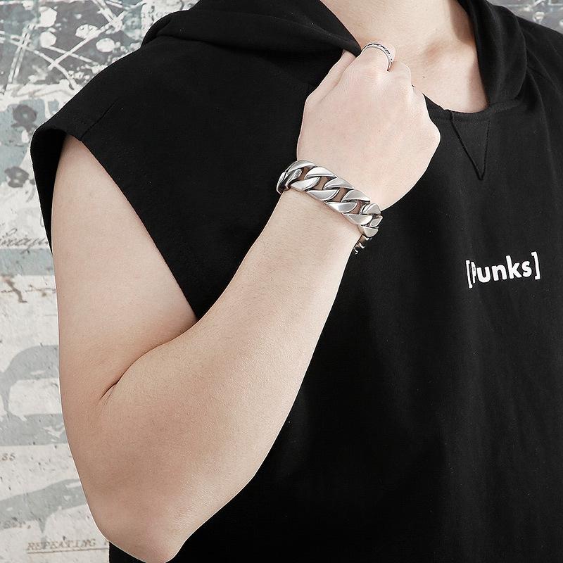 20MM Cuban Chain Thick Bracelet for Men Punk Stainless Steel Black/Gold Color Heavy Bracelet Personalized Party Gift Jewelry