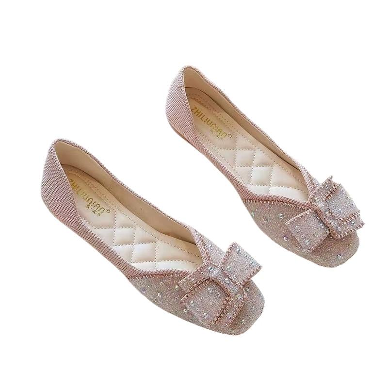 Fashion Women's Flat Shoes Moccasins Korean Style Ladies Footwear Square Toe Hot Trendy and Low Price Lastest High Quality Fashion