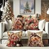 Festive Christmas Pillowcases: Gingerbread Huts, Candy Canes & Wreaths for a Magical Holiday! Sofas, Bedroom Pillow Covers