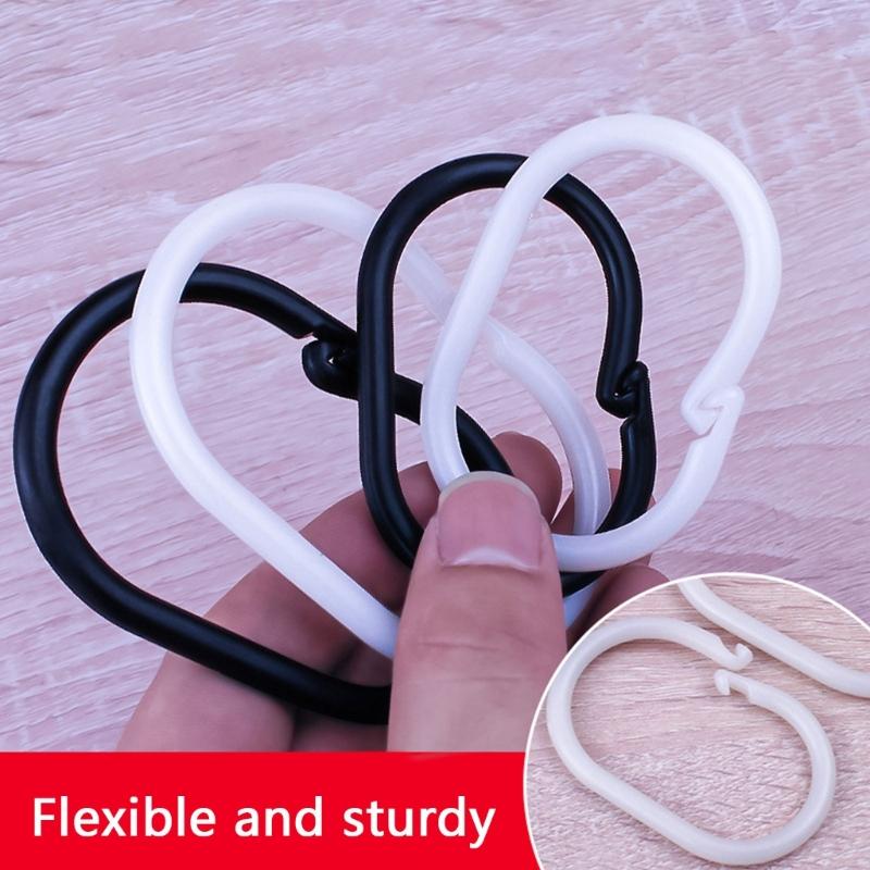 100pcs Smooth Sliding Shower Hooks With Locking Mechanism Waterproof Snap Lock Rings Bathroom Curtain Rod Attachments