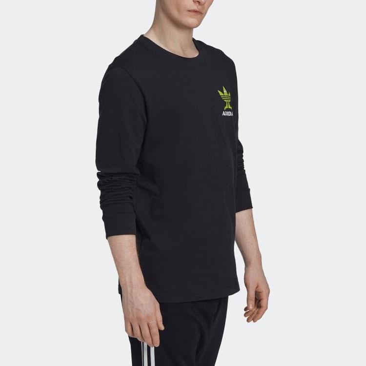 Adidas Alphabet Logo Print Crew Neck Long Sleeve T-Shirt Men Tops Black HM2490
