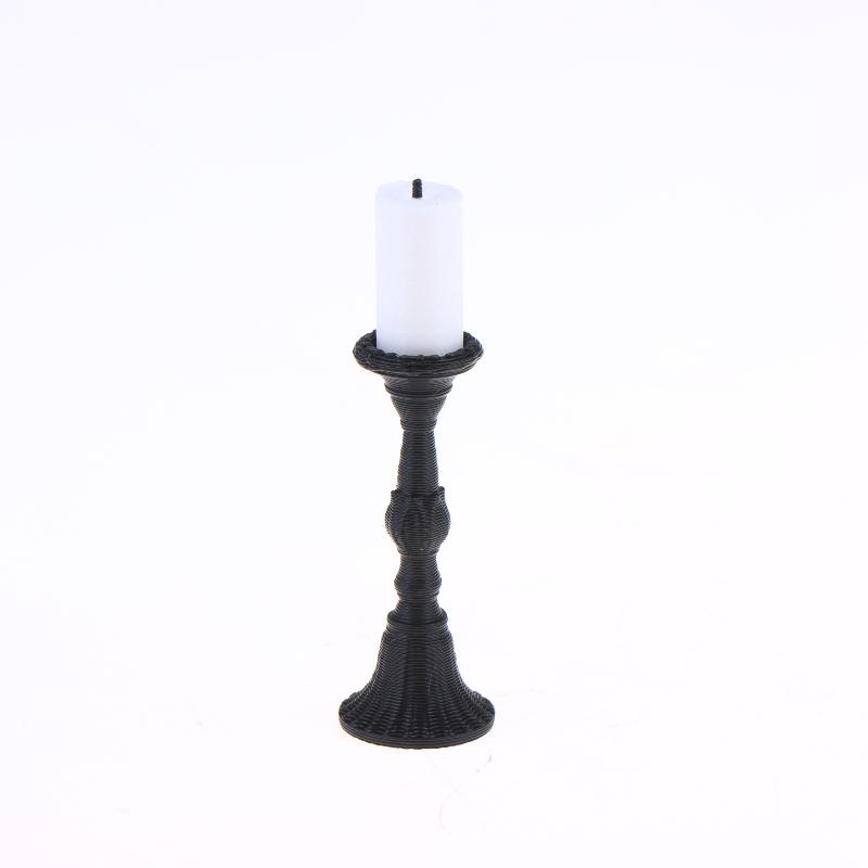 2Pcs Miniature Retro Candle Holder Set With 2 Candles Dollhouse Simulation Candlestick Model Dolls House Mini Scene Decoration