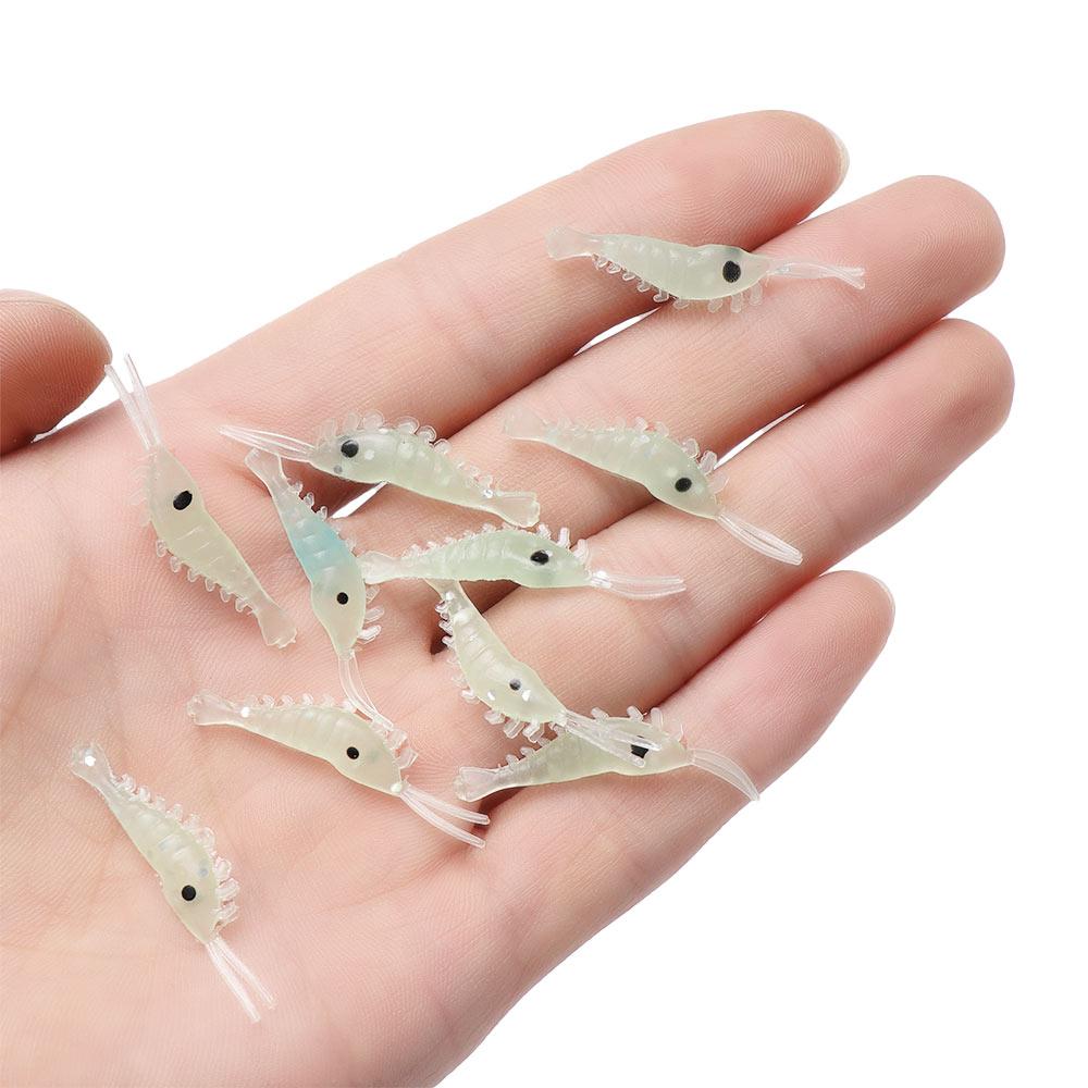 Biomimetic 3cm Hook Worm Silicone Sea Fishing Shrimp Fake Bait Luminous Shrimp Fishing Lures