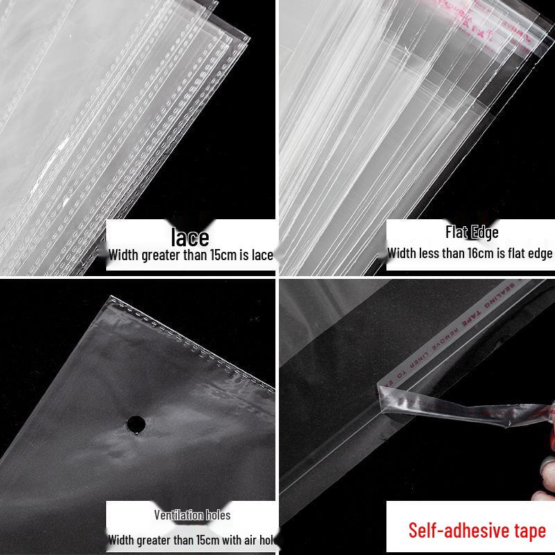 Clear Self-Adhesive OPP Bags for Clothing, Books, Stickers, Underwear, and Stationery Packaging