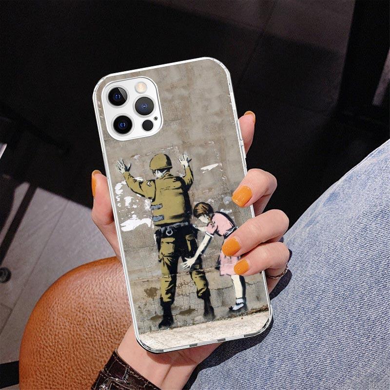 Street Art Banksy Graffiti Phone Case For iPhone 17 Air 16 Pro Max 16E 15 + 14 Plus 11 12 13 Mini 7 8 SE Gift Print Cover Fundas