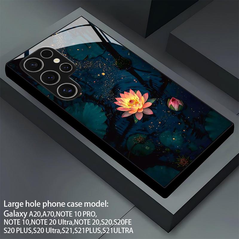 2D Night Starlotus Pattern Phone Case for Samsung Galaxy S26 S25 S24 S23 S22 S21 S20 A55 A54 A53Tempered Glass Protective Cover