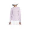Nike Solid Color Logo Print Half Button Pullover Long Sleeve Polo Shirt Women Tops Pink Purple DH2317-530