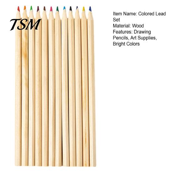 Colored Lead Set 12PCS Pencils for Kids, Bright Drawing Pencils, Art Creative Painting Creation Smooth Wooden Coloring Book And School Supplies Short