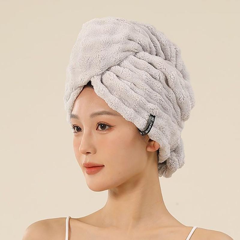 Полотенце для волос из микрофибры, очень большое, быстросохнущее полотенце для волос, с резинкой, ультраабсорбирующее, мягкое полотенце для волос, тюрбан
