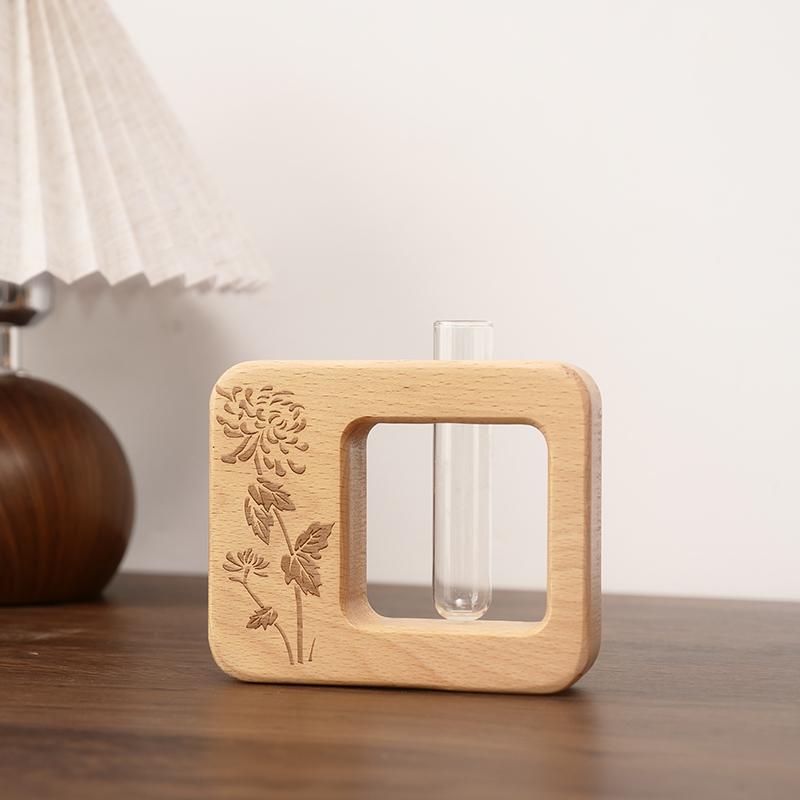 1PC Flower Arrangement Creative Floral Pattern Floral Art Wood Desktop Plastic Handmade Hydroponic Bottle DIY Home Decorations