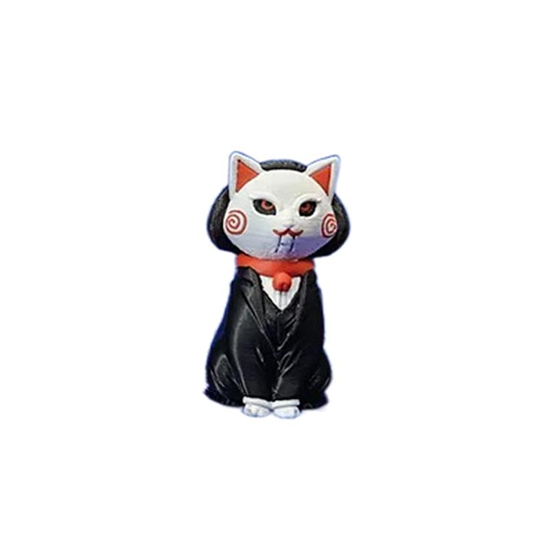 Mini Adorable Horror Character Cat Figurine Spooky Sculpture Home Desktop Decoration