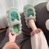 2025 neue Herbst- und Winter-Plüschschleifen-Baumwollpantoffeln für Damen, plüschverdickt, rutschfest, warm, können draußen getragen werden, Damen-Baumwollmopp