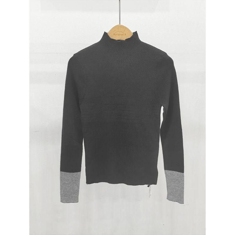 Contrast Color Half Turtleneck Sweater Tops for Women in Autumn and Winter New Slim Fit Design with Base Layer Tops