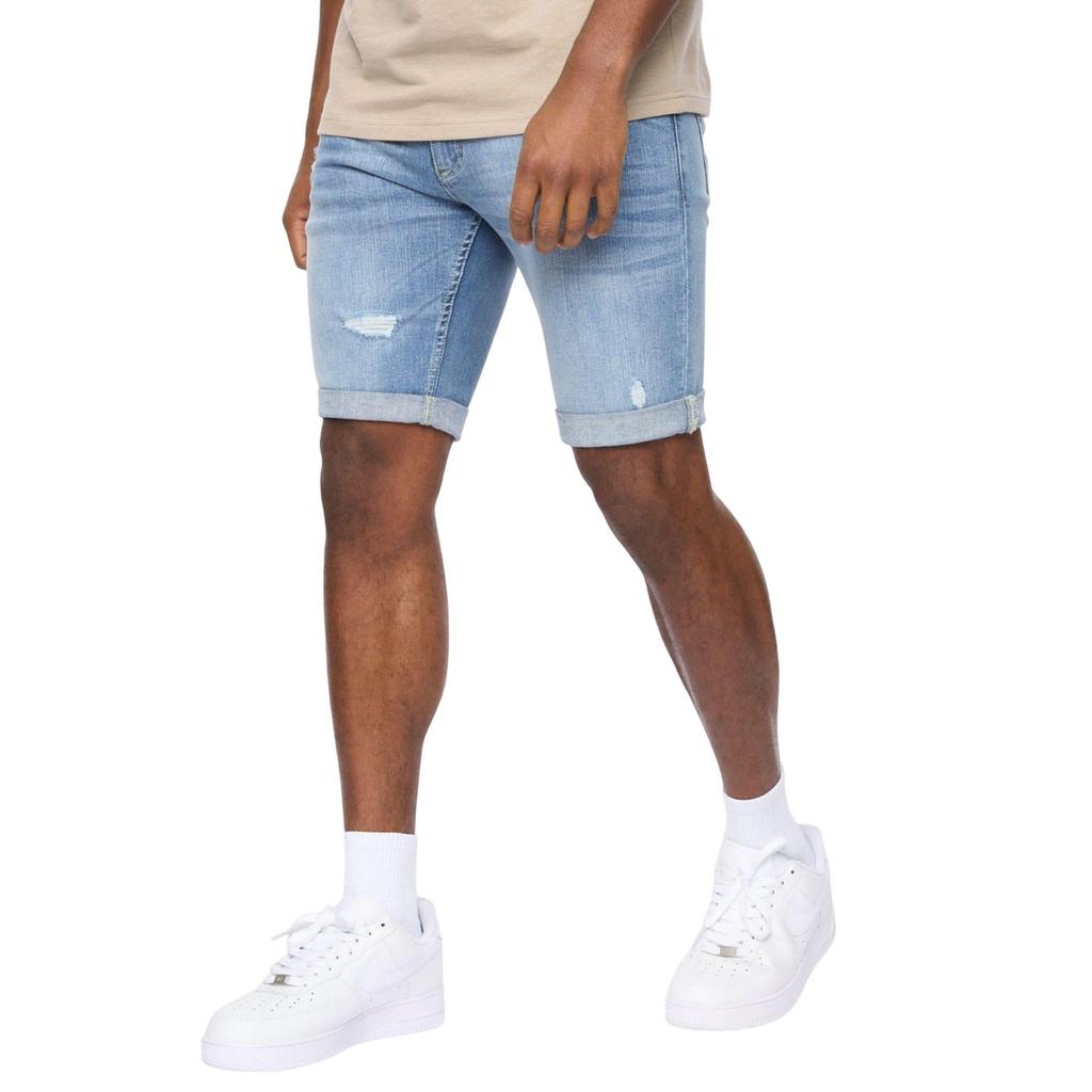 Crosshatch Mens Riptrey Abraised Denim Scratch Shorts