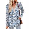 Womens Tops Loose V-neck Contrast Color Split Loose Long Sleeve T-shirt Women's Tops