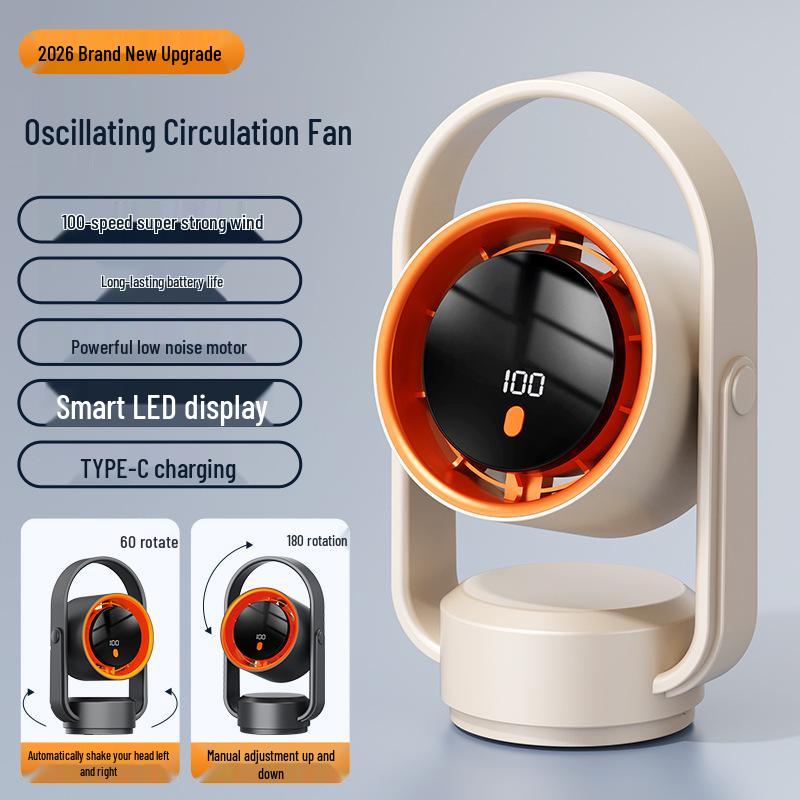 USB Leafless Desk Fan with Digital Display for Home and Office