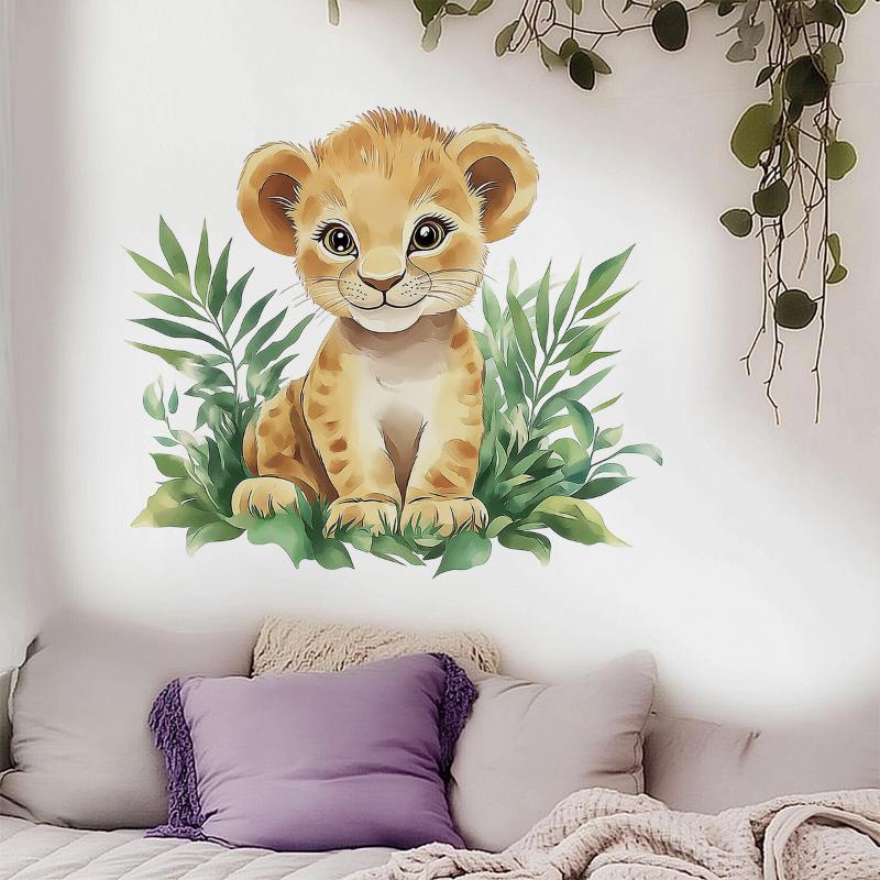 1Pc Cartoon Painted Tiger Children'S Bedroom Pvc Living Room Home Decoration Wall Stickers Self-Adhesive Pvc