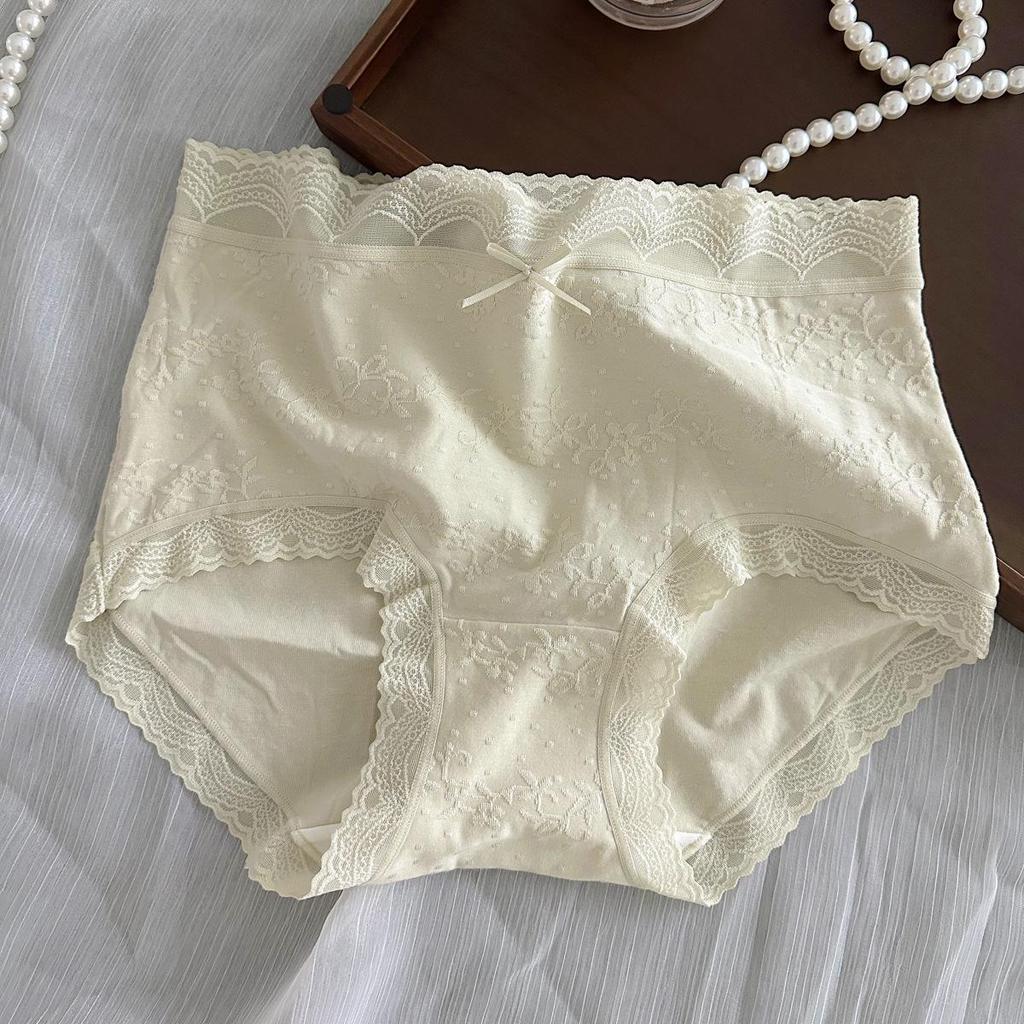 Exquisite Floral French Jacquard Lace-Trim Women's Cotton Panties - Skin-Friendly, Sexy, Hip-Wrapping
