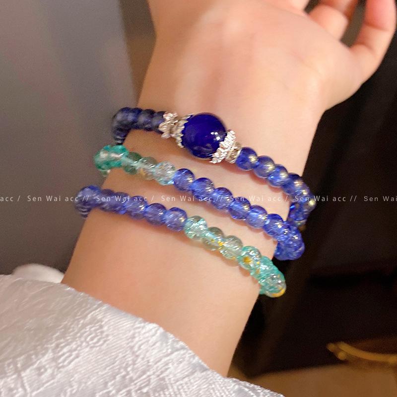

New Chinese style cool feeling clear green three circles stacked bracelet women s fashion temperament high value gradual change accessories wholesale