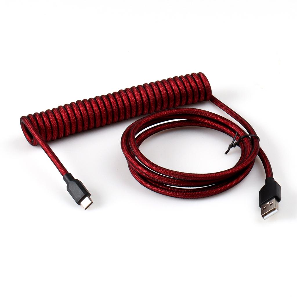Passed FCC CE Braided USB Keyboard Cable Mechanical Keyboard Type C Cable Double Sleeve Coiled Keyboard Cable
