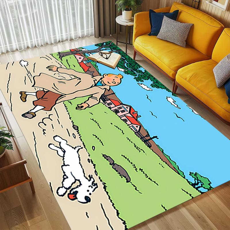 Tintin Adventure Living Room Nonslip Area Rug Soft Carpet For Bedroom Game Playroom Sofa Office Home Decor Doormat Christmas Gift C926883