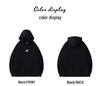 Women's Fleece-Lined Embroidered Hoodie, Thick Loose Fit, Long-Sleeve, White/Gray, New 2025 Style for Autumn/Winter.