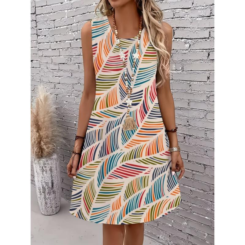 

Women sleeveless dress Sexy Summer Floral Print Tank Dress Casual Loose A-Line Mini Dress XL