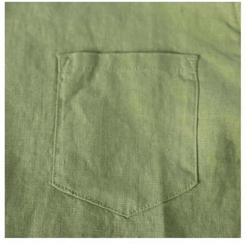 Abito Chemisier in Cotone e Lino Traspirante Collo Alto Manica 3/4 Abbottonatura Frontale Vestibilità Larga Taglie Forti Abito Lungo con Tasche Casual Quotidiano da Vacanza