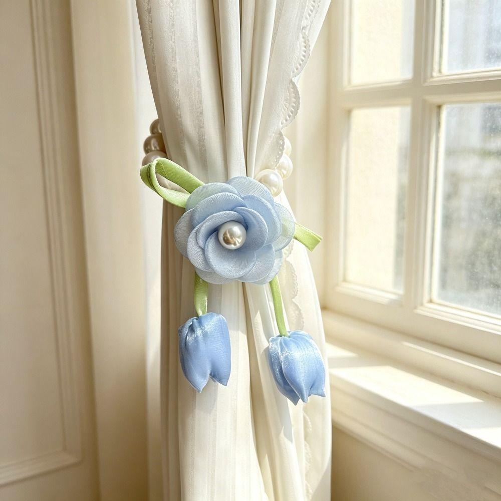 Beautifully Flowers Curtain Straps Magnetic Sheer Curtains Tiebacks Pearl Curtain Buckle  Bedroom
