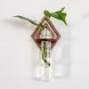 Wall Air Plant Holder Wooden Geometric Air Plant Stand Rustic Wall Mount Planter for Home Living Room Bedroom Decor