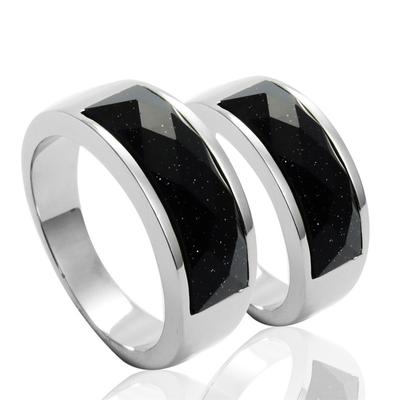 Accessories, Stainless Steel Black Gemstone Ring, Fashion Ring, Titanium Steel Couple Black Gemstone Ring