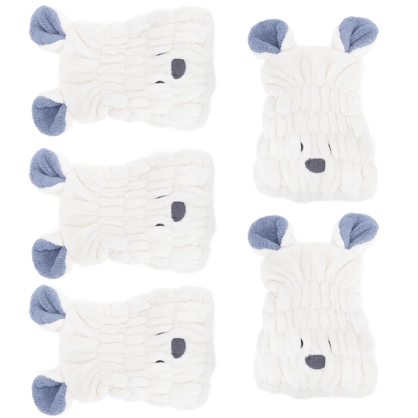 

5 шт. Шапочка-полотенце для сушки волос из кораллового флиса, шапочка для ванны, шапочка для волос, мультяшная, милая, с ушками, для детей