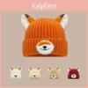 Cappello in Maglia Arancione a Volpe con Orecchie da Cartone Animato per Calore Invernale e Stile Casual