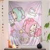 Sanrio Gemini Twin Stars Colorful Tapestry Wall Hanging Hippie Flower Wall Carpets Dorm Decor Wall Kawaii room decoration