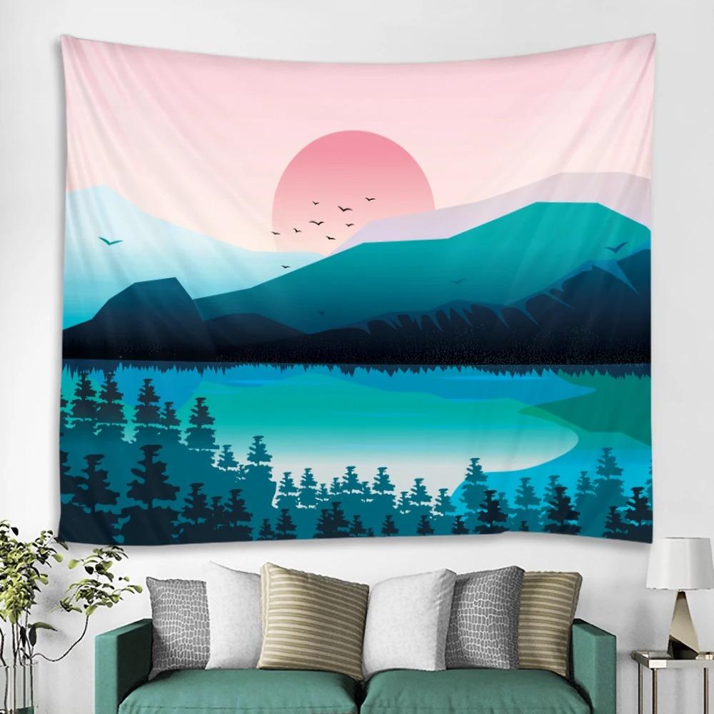 Mountain Sunrise Home Art Wall Hanging Office Living Room Tapestry Home Wall Decoration Tapestry