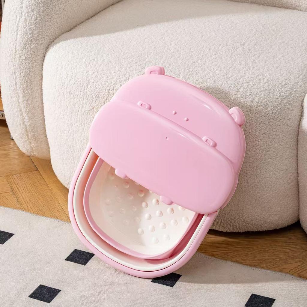 Folding Cartoon Duck Children's Foot Soaking Bucket with Lid Massage Foot Washing Basin Portable Household Insulation