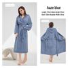Candy Stripe Coral Fleece Hooded Bathrobe: Quick-Dry, Breathable, Skin-Friendly, and Warm.