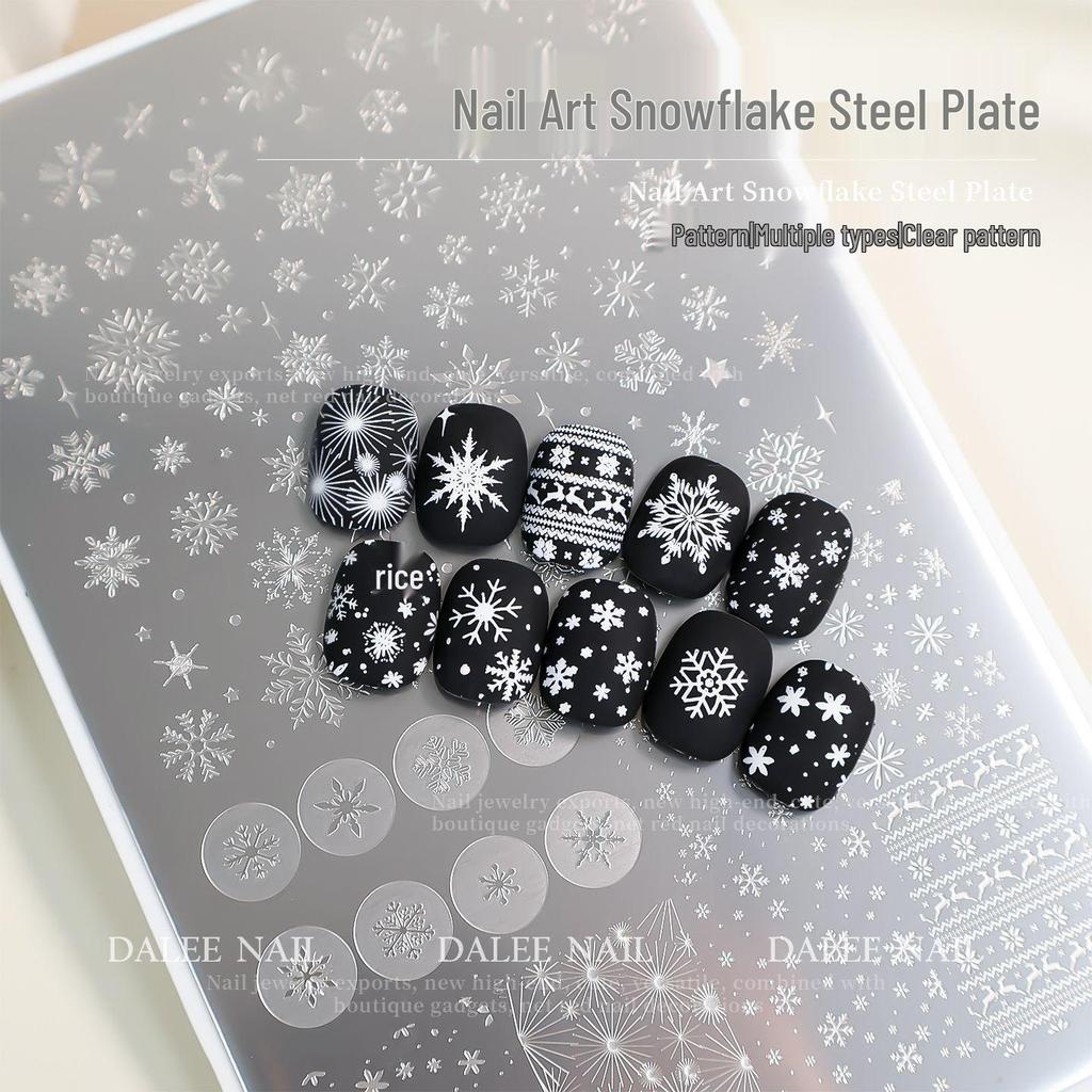 Snowflake Plaid Christmas Nail Art Stamping Plate Template